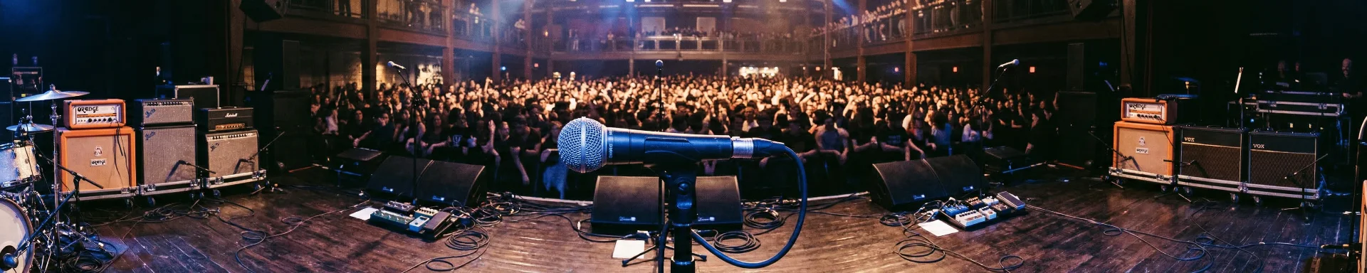 View from the stage of a packed indie venue